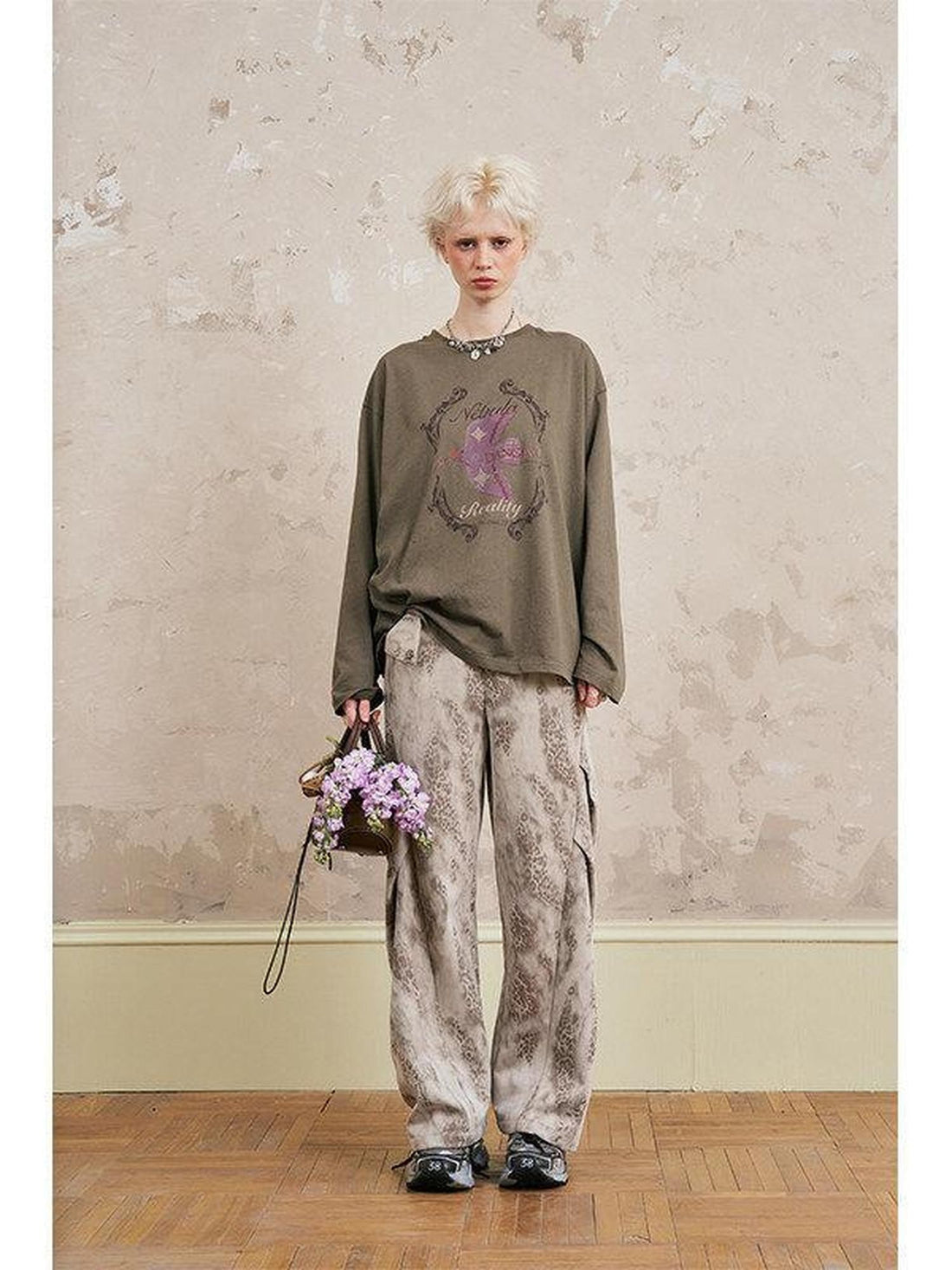 DIDDI MODA Long Sleeve Crewneck Loose Fit Printed Women&
