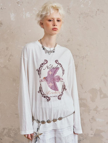 DIDDI MODA Long Sleeve Crewneck Loose Fit Printed Women&