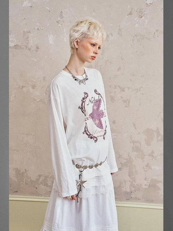 DIDDI MODA Long Sleeve Crewneck Loose Fit Printed Women&