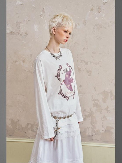 DIDDI MODA Long Sleeve Crewneck Loose Fit Printed Women&