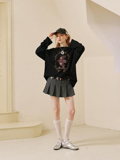 DIDDI MODA Long Sleeve Crewneck Loose Fit Printed Women&