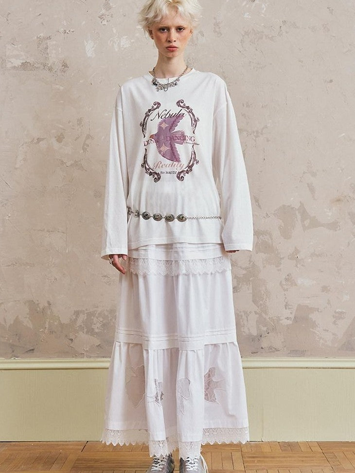 DIDDI MODA Long Sleeve Crewneck Loose Fit Printed Women&