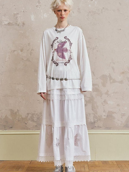 DIDDI MODA Long Sleeve Crewneck Loose Fit Printed Women&
