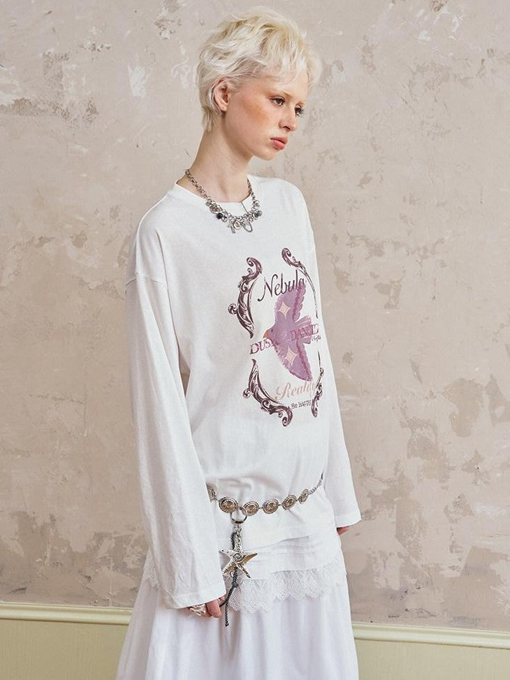 DIDDI MODA Long Sleeve Crewneck Loose Fit Printed Women&
