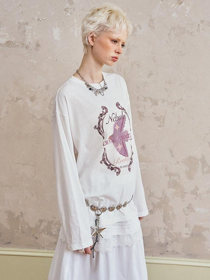 DIDDI MODA Long Sleeve Crewneck Loose Fit Printed Women&
