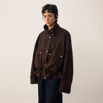DIDDI_MODA_Loose_Fit_Drop_Shoulder_Drawstring_Stand_Collar_Big_Pockets_Women&
