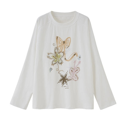 DIDDI_MODA_Loose_Fit_Rhinestone_Round_Neck_Women&