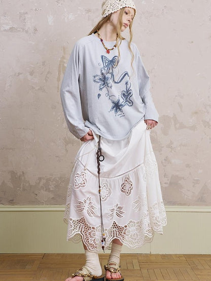 DIDDI MODA Loose Fit Rhinestone Round Neck Women&