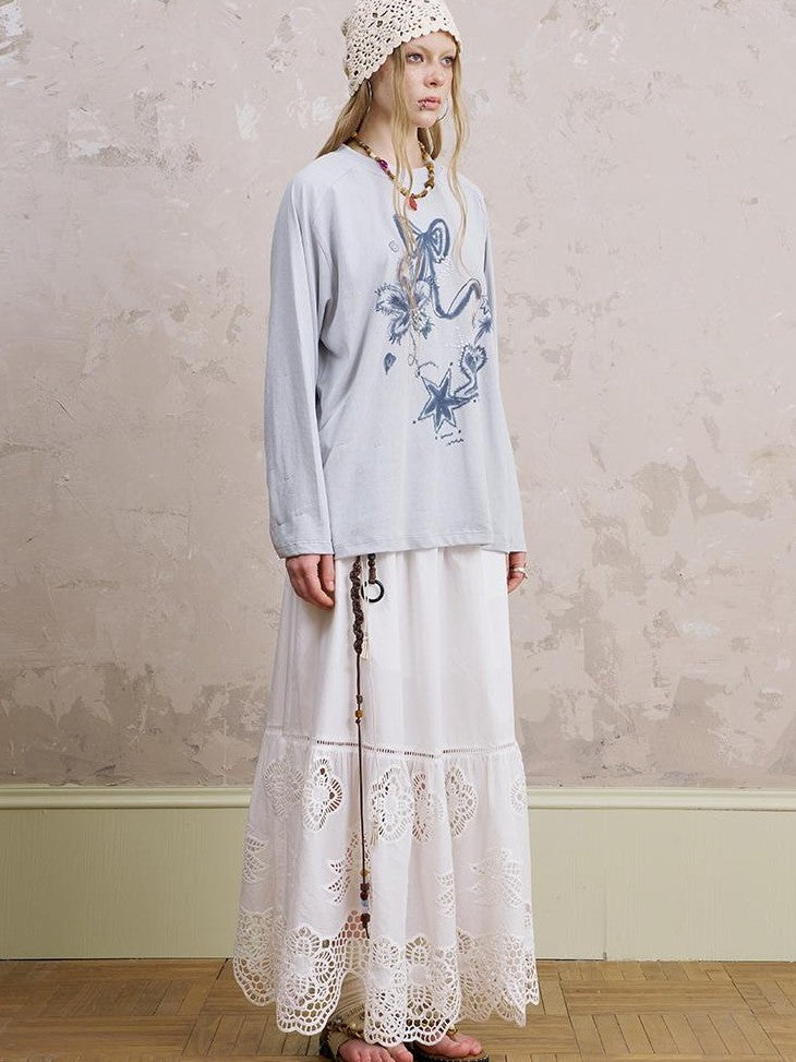 DIDDI MODA Loose Fit Rhinestone Round Neck Women&