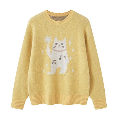 DIDDI_MODA_Magic_Cat_Cartoon_Soft_Oversized_Pullover_Women&