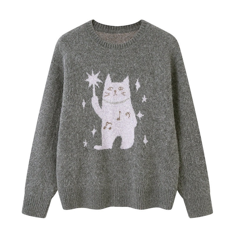 DIDDI_MODA_Magic_Cat_Cartoon_Soft_Oversized_Pullover_Women&