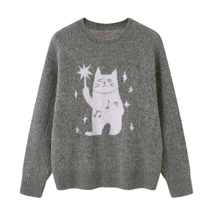 DIDDI_MODA_Magic_Cat_Cartoon_Soft_Oversized_Pullover_Women&