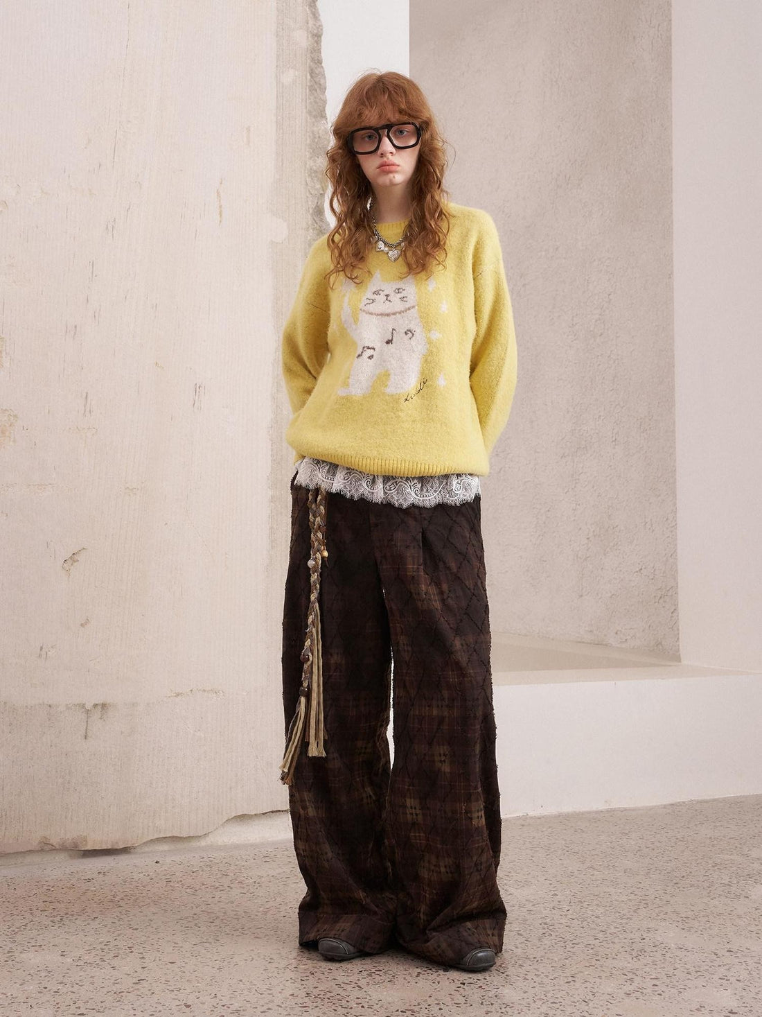 DIDDI MODA Magic Cat Cartoon Soft Oversized Pullover Women&