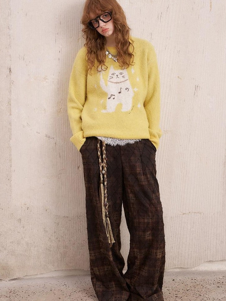 DIDDI MODA Magic Cat Cartoon Soft Oversized Pullover Women&