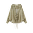 DIDDI_MODA_Matcha_Polka_Dot_Ruffle_V-neck_Drawstring_Women&