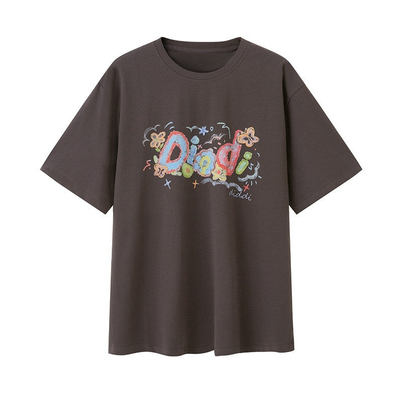 DIDDI_MODA_Mermaid_And_Letter_Print_V-neck_Long_Sleeve_Women&