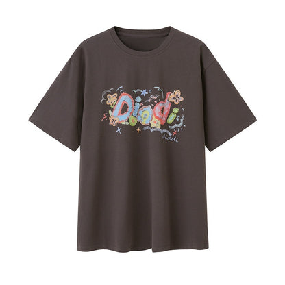 DIDDI_MODA_Mermaid_And_Letter_Print_V-neck_Long_Sleeve_Women&