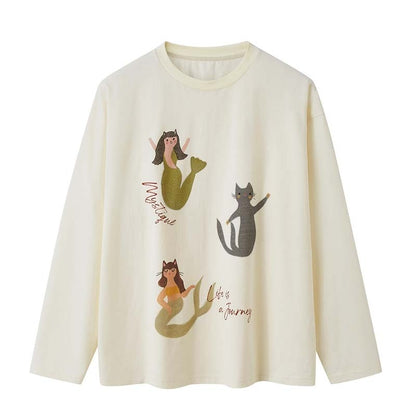DIDDI_MODA_Mermaid_Cartoon_Round_Neck_Loose_Fit_Women&