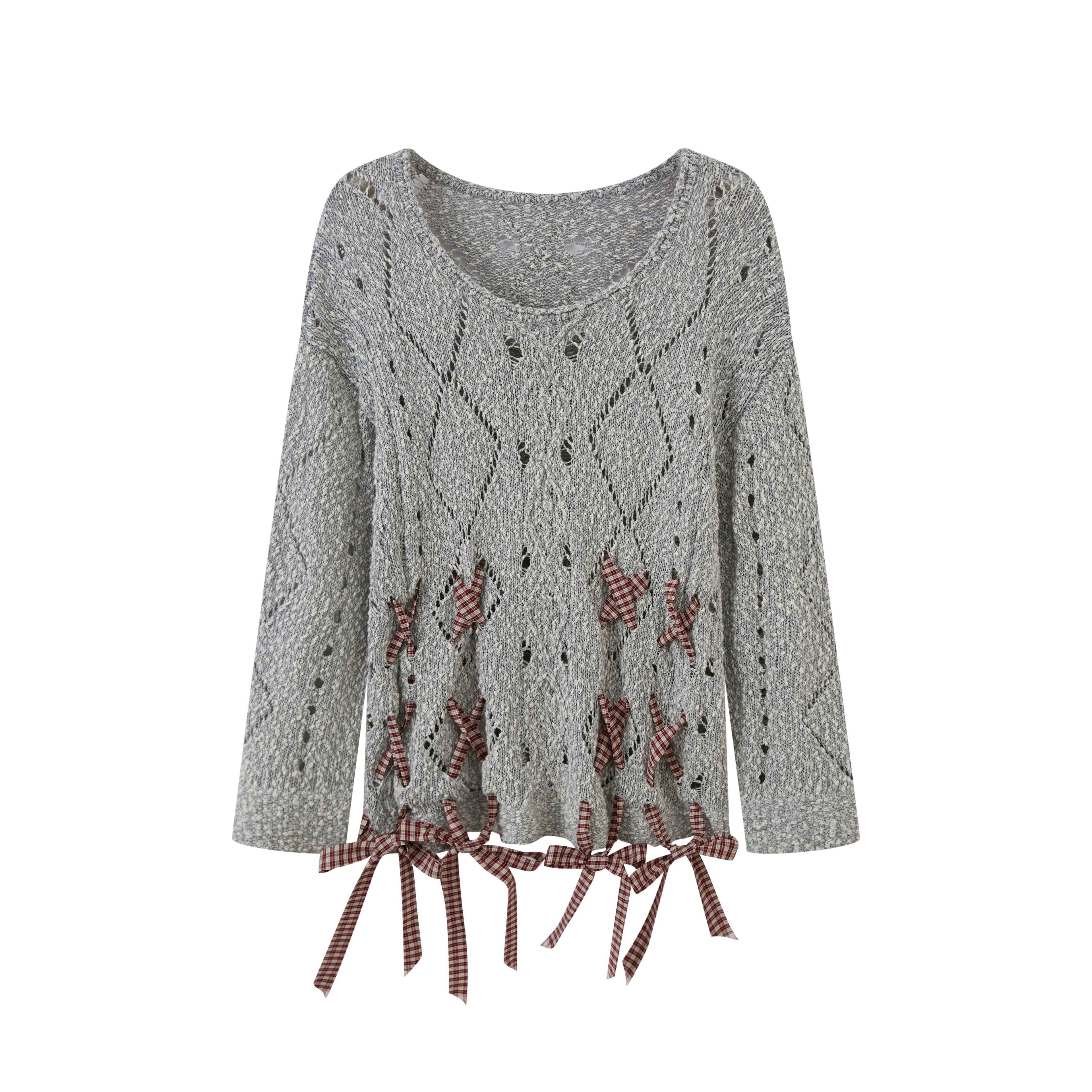 DIDDI_MODA_Mid_Length_Diamond_Openwork_Tie_Detail_Women&