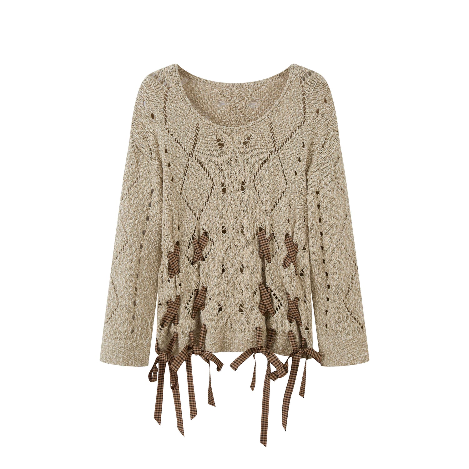 DIDDI_MODA_Mid_Length_Diamond_Openwork_Tie_Detail_Women&
