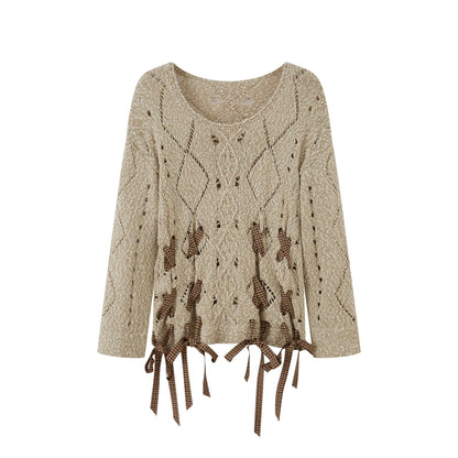 DIDDI_MODA_Mid_Length_Diamond_Openwork_Tie_Detail_Women&