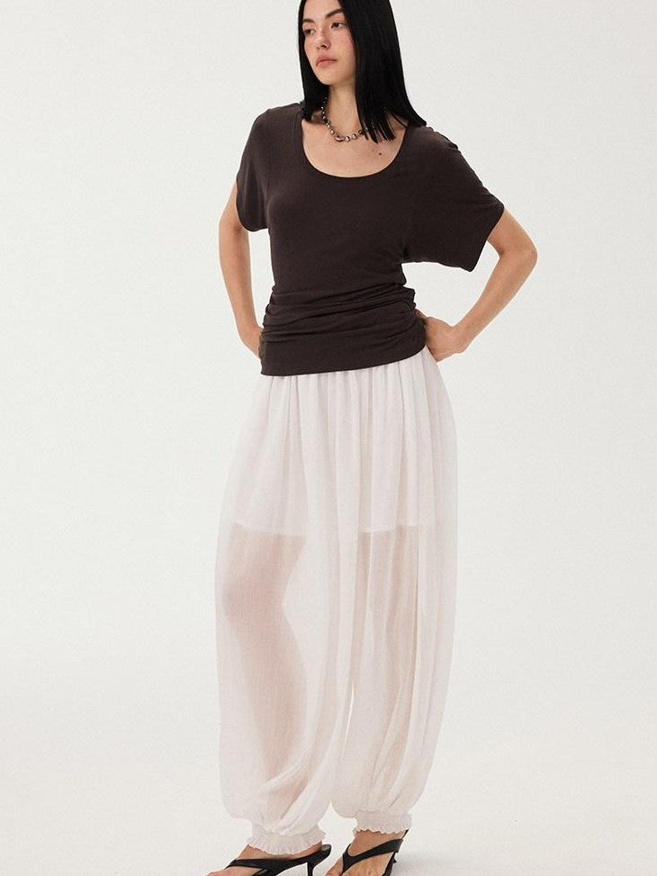 DIDDI MODA Mist Blue Drapey Slouchy Elastic Waist Tapered Women&