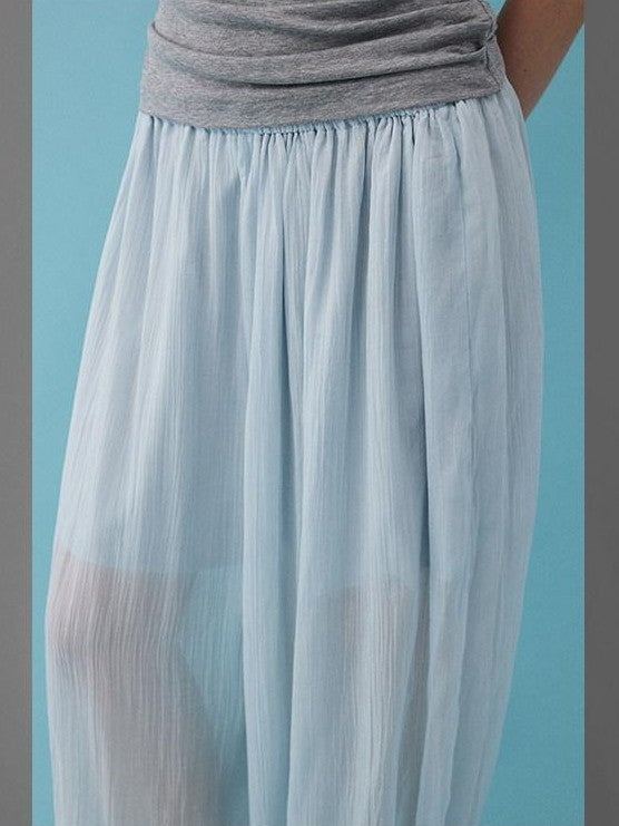 DIDDI MODA Mist Blue Drapey Slouchy Elastic Waist Tapered Women&