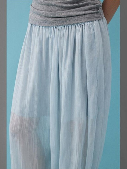 DIDDI MODA Mist Blue Drapey Slouchy Elastic Waist Tapered Women&