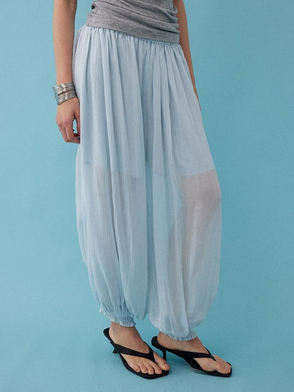 DIDDI MODA Mist Blue Drapey Slouchy Elastic Waist Tapered Women&