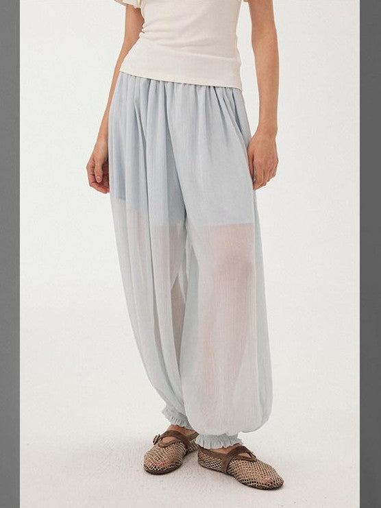 DIDDI MODA Mist Blue Drapey Slouchy Elastic Waist Tapered Women&