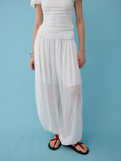 DIDDI MODA Mist Blue Drapey Slouchy Elastic Waist Tapered Women&