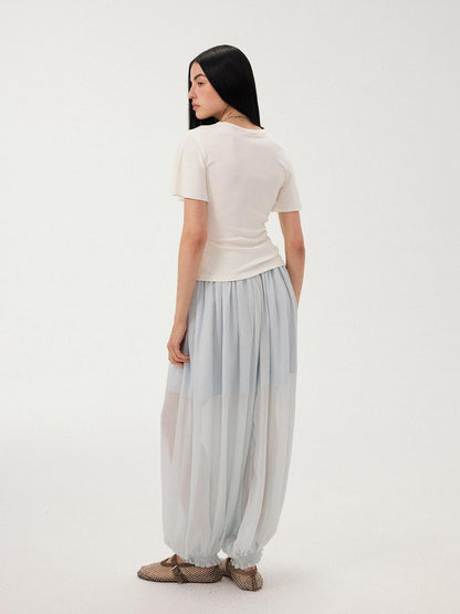 DIDDI MODA Mist Blue Drapey Slouchy Elastic Waist Tapered Women&