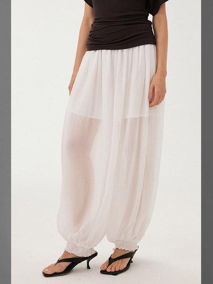 DIDDI MODA Mist Blue Drapey Slouchy Elastic Waist Tapered Women&