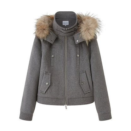DIDDI_MODA_Morandi_Gray_Hooded_Lapel_Cropped_Women&