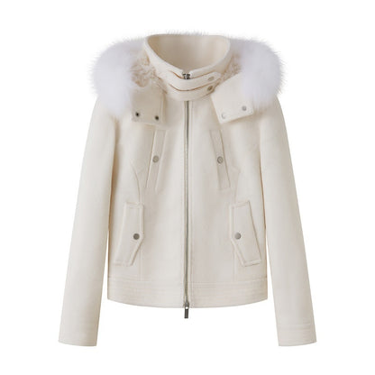 DIDDI_MODA_Morandi_Gray_Hooded_Lapel_Cropped_Women&