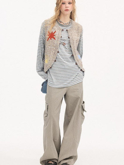 DIDDI MODA Multicolor Beaded Embroidered Lettered Single Button Women&