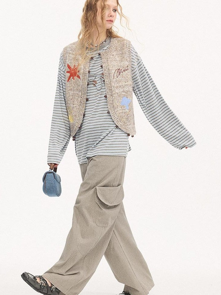 DIDDI MODA Multicolor Beaded Embroidered Lettered Single Button Women&