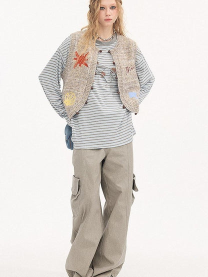 DIDDI MODA Multicolor Beaded Embroidered Lettered Single Button Women&