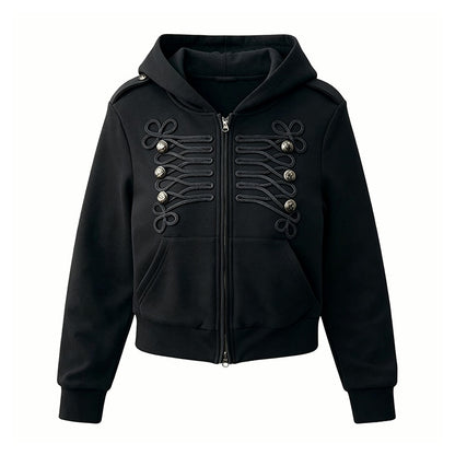 DIDDI_MODA_Napoleon_Accent_Drawstring_Loose_Fit_Long_Sleeve_Zip_Women&