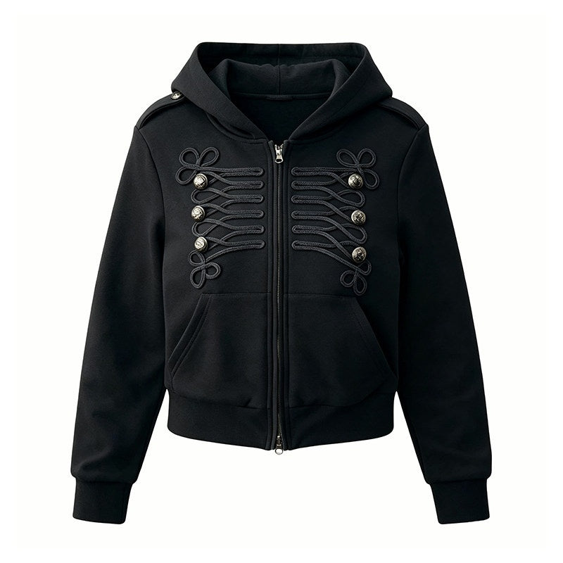 DIDDI_MODA_Napoleon_Accent_Drawstring_Loose_Fit_Long_Sleeve_Zip_Women&