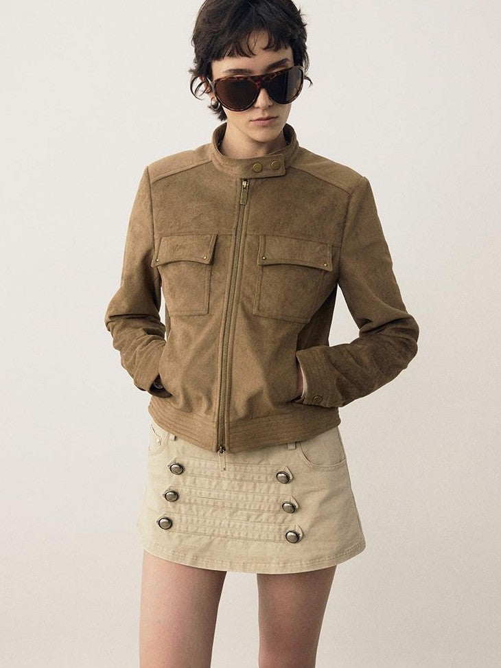 DIDDI MODA Napoleon Double Waistband Double Row Buttons Low Waist Women&