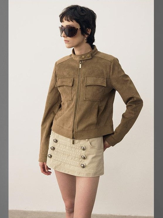DIDDI MODA Napoleon Double Waistband Double Row Buttons Low Waist Women&