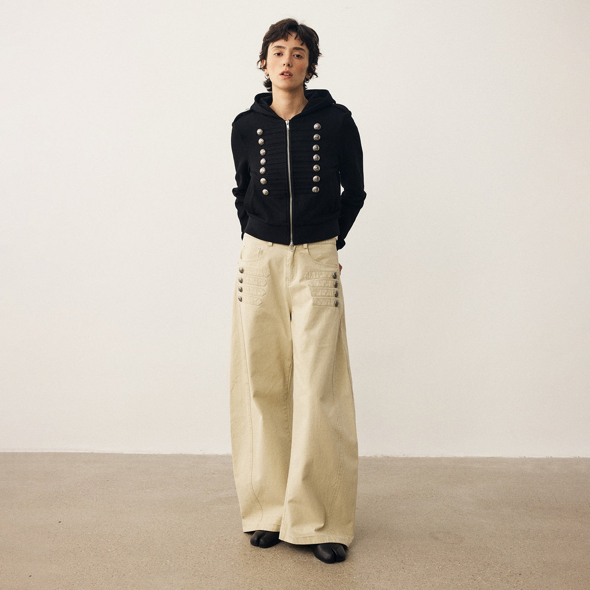 DIDDI_MODA_Napoleon_Metal_Button_Wide_Leg_Women&