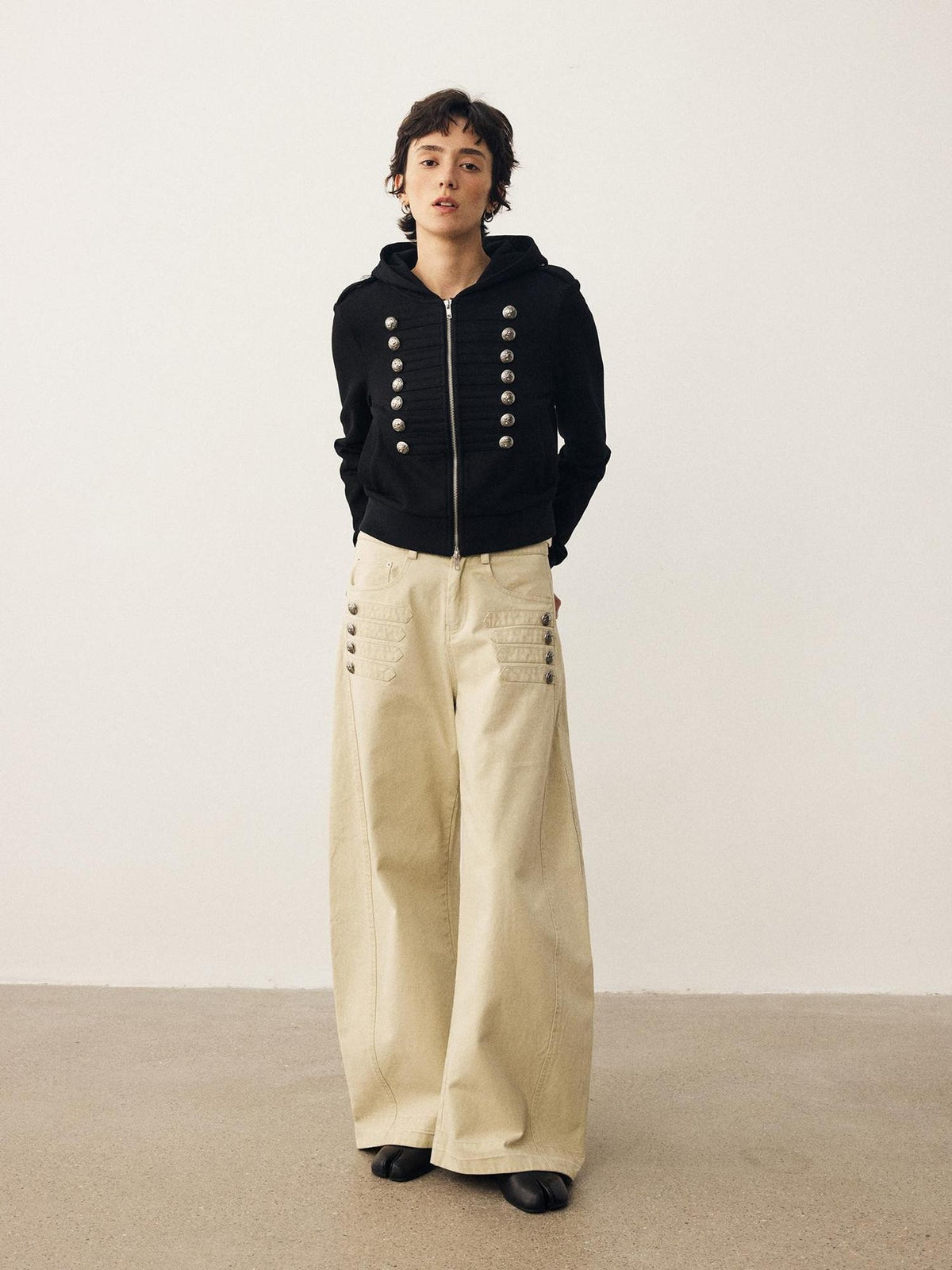 DIDDI MODA Napoleon Metal Button Wide Leg Women&