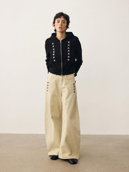 DIDDI MODA Napoleon Metal Button Wide Leg Women&