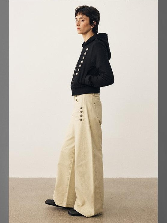 DIDDI MODA Napoleon Metal Button Wide Leg Women&