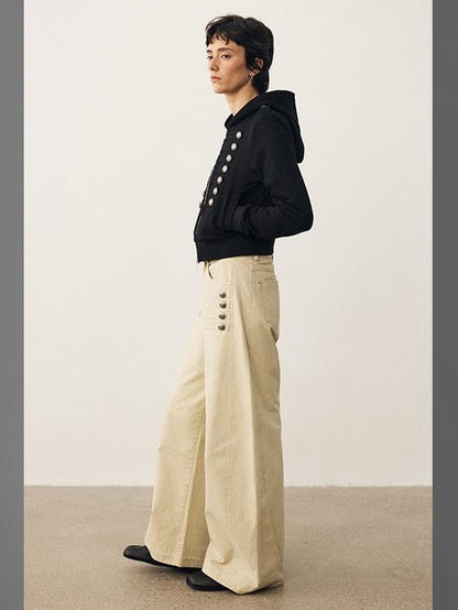 DIDDI MODA Napoleon Metal Button Wide Leg Women&