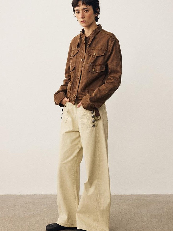 DIDDI MODA Napoleon Metal Button Wide Leg Women&