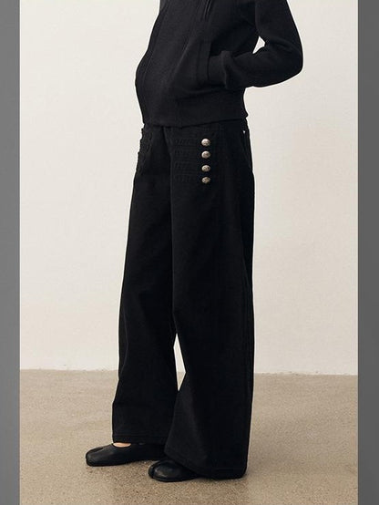 DIDDI MODA Napoleon Metal Button Wide Leg Women&
