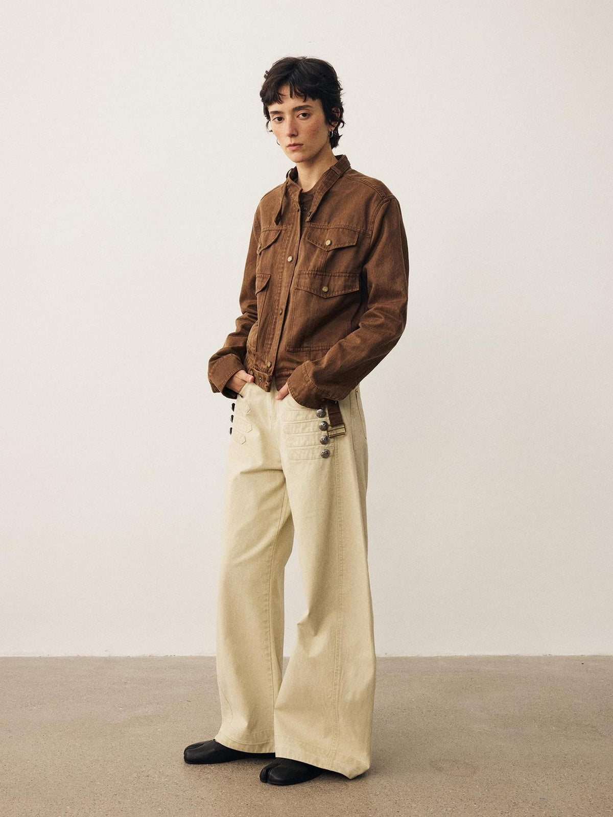 DIDDI MODA Napoleon Metal Button Wide Leg Women&